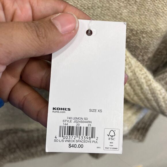 SO V-Neck ombre striped Dolman sleeve knit sweater XS oversized NEW 740 - Picture 4 of 6